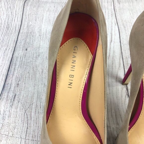 Gianni bini open toe suede heels beige orange & purple sz 6.5 - Picture 6 of 7